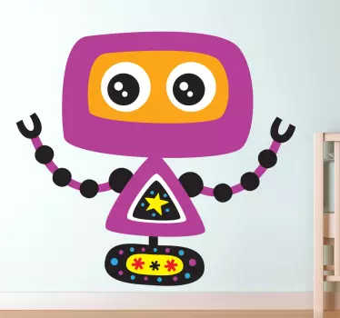 Kids Purple Robot Wall Sticker - TenStickers