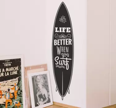 Surfboard with Text Sticker - TenStickers