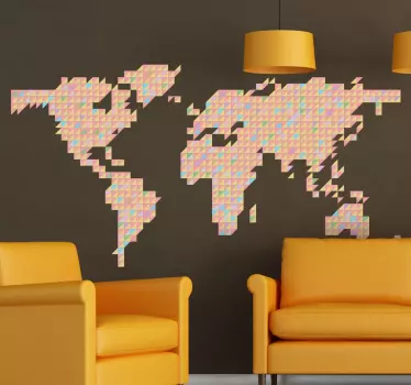 Sticker carte du monde tons pastels - TenStickers