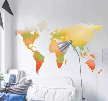 水彩世界地图贴纸 - TenStickers