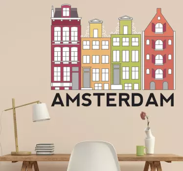 Naklejka dekoracyjna budynki Amsterdamu - TenStickers