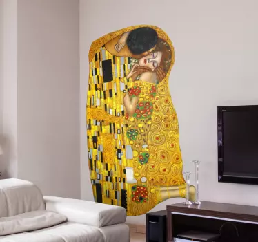 Klimt 'The Kiss' Painting Wall Sticker - TenStickers