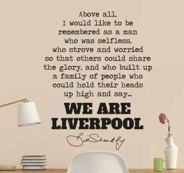 Bill Shankly Liverpool Quote Sticker - TenStickers