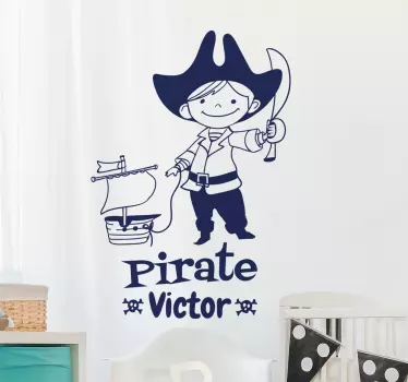Kids Personalised Pirate Sticker - TenStickers