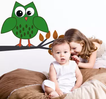 Green Owl Kids Sticker - TenStickers