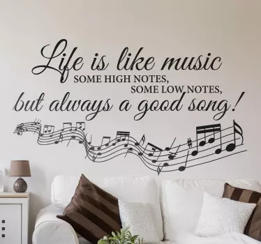 Life is Like Music Wall Quote Sticker - TenStickers
