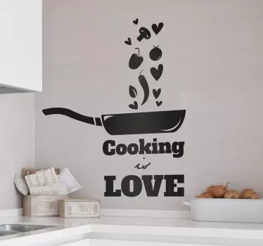 Vinilo pared para cocina frase cocinar es amor - TenVinilo