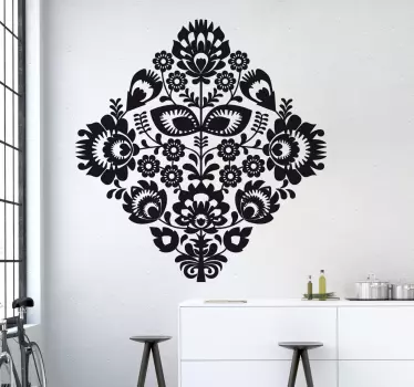 Ornate Floral Pattern Wall Sticker - TenStickers