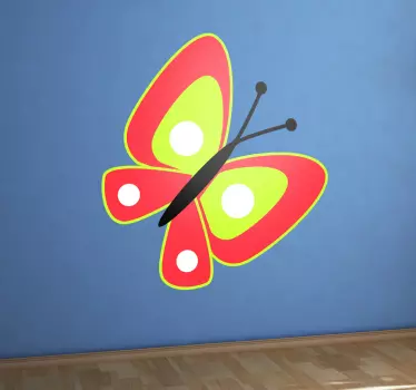 Red Butterfly Kids Sticker - TenStickers