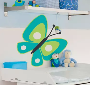 Sticker décoratif enfant papillon vert - TenStickers
