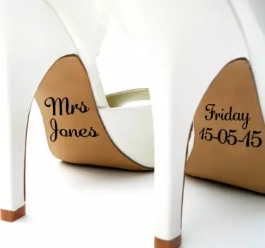 Personlig sko bryllups sticker - TenStickers