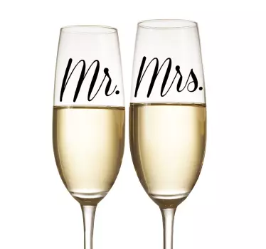 Sticker decoração casamentos Mr. e Mrs. - TenStickers