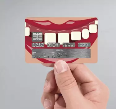 Autocolante cartão de crédito mulher dentes boca - TenStickers