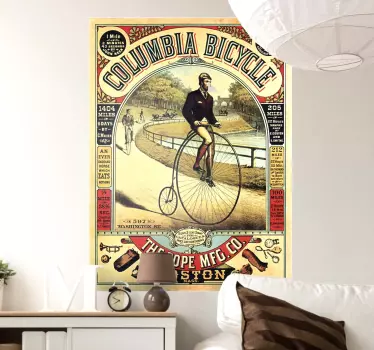 Vintage Bicycle Poster Wall Sticker - TenStickers