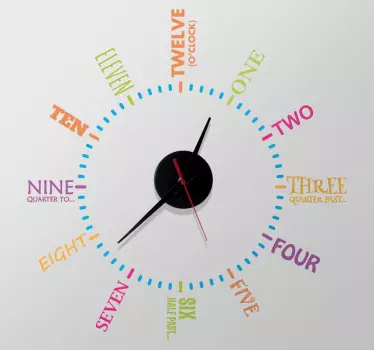 Sticker mural horloge en anglais - TenStickers