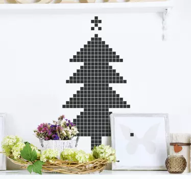 Pixel Art Christmas Tree Sticker - TenStickers