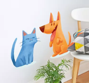 猫と犬のイラストステッカー - TENSTICKERS