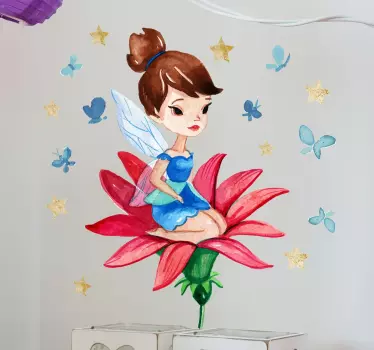 Children's Fairy on Flower Sticker - TenStickers