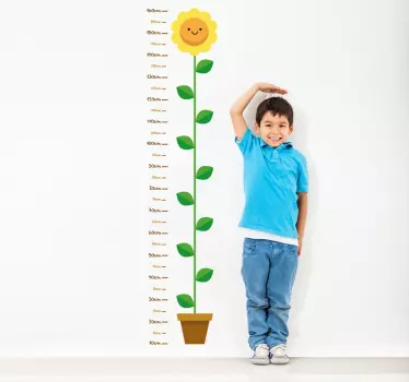 Child Flower Height Measurement Wall Sticker - TenStickers