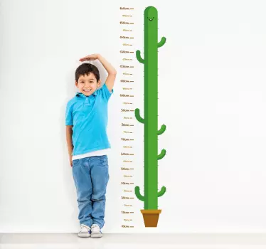 Child Cactus Height Measurement Wall Sticker - TenStickers