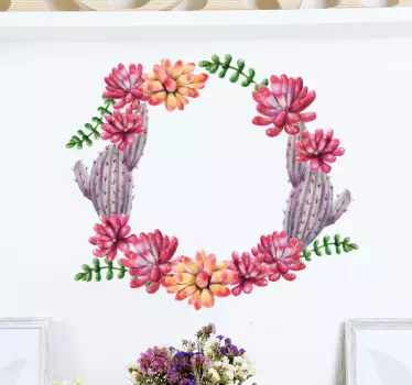 Vinil decorativo coroa cactus flores - TenStickers