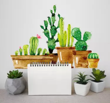 Naljepnica za zid kolekcije kaktusa i zelene biljke - TenStickers