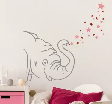 Sticker éléphant trompe et étoiles - TenStickers