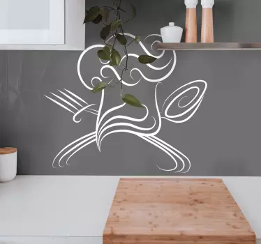 Sticker keuken lepel vork koksmuts - TenStickers