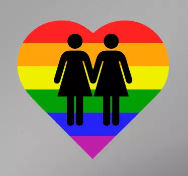 Wandtattoo Regebogenherz lesbisches Paar - TenStickers