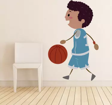 快乐的篮球运动员孩子贴图 - TenStickers