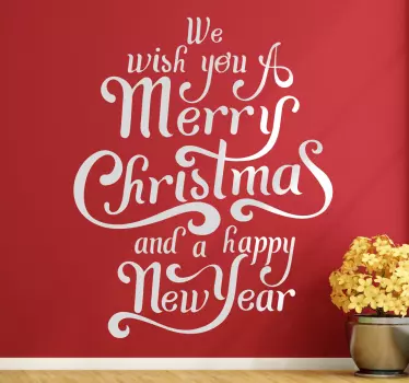 Merry Christmas Happy New Year Wall Art - TenStickers