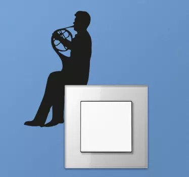 Silhouette Man Playing French Horn Sticker - TenStickers
