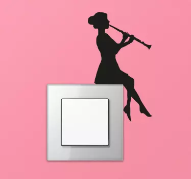 Clarinet Woman Light Switch Sticker - TenStickers