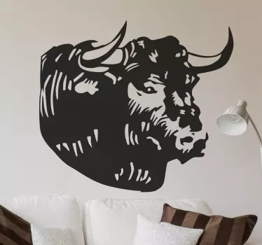 Bulls Head Wall Sticker - TenStickers
