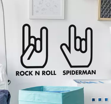 Rock N Roll and Spiderman Hand Sign Wall Stickers - TenStickers