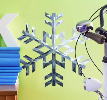 αυτοκόλλητο τοίχου από ασημί νιφάδα χιονιού - TenStickers