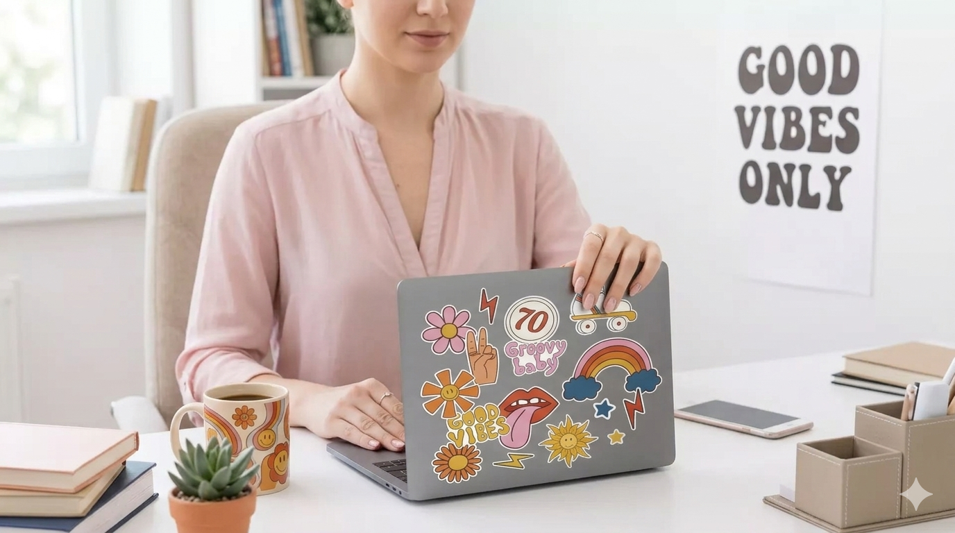 Wie kombiniert man verschiedene Laptop Aufkleber kreativ miteinander?