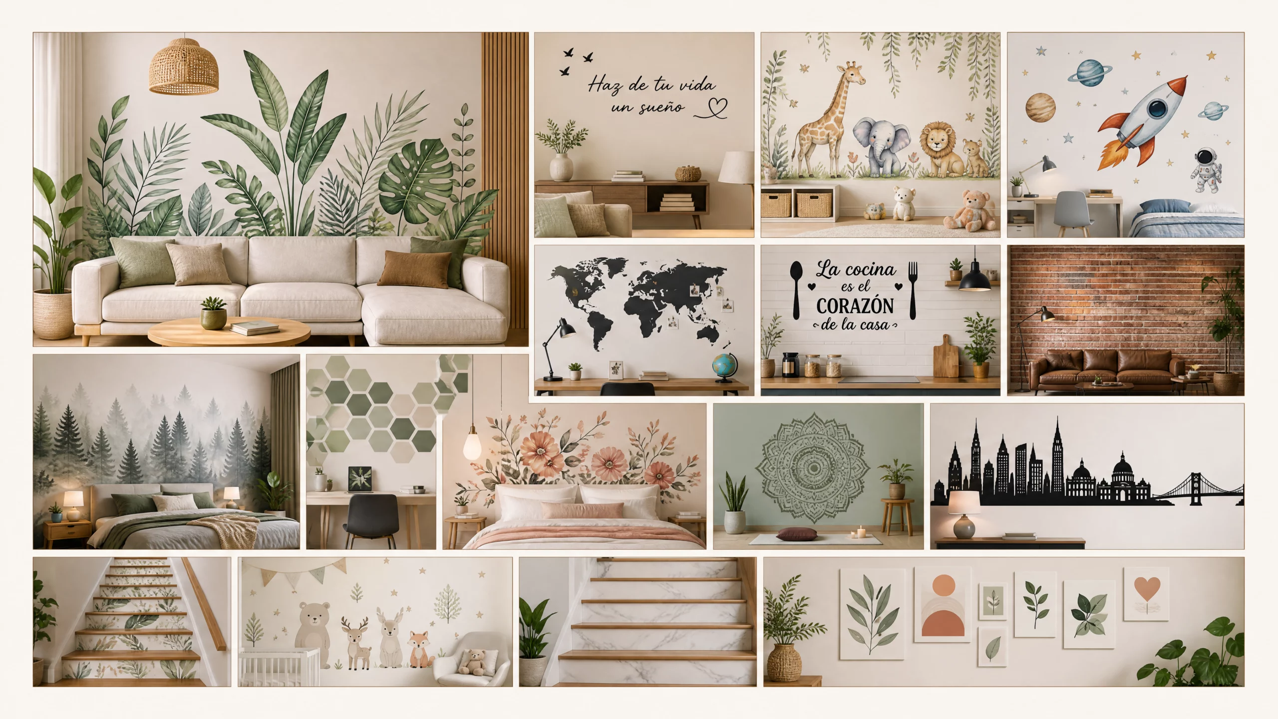 14 ideas de vinilos para pared: salón, dormitorio y cocina