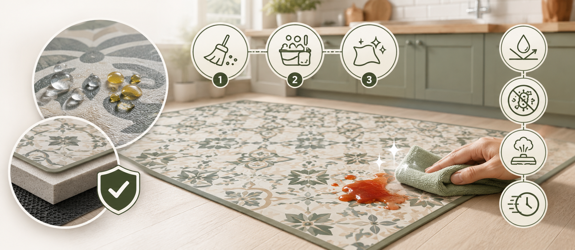 Cómo limpiar una alfombra vinílica de cocina
