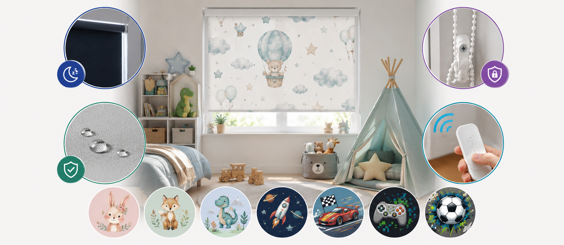 Estores enrollables para habitación infantil: guía de seguridad, materiales y diseños