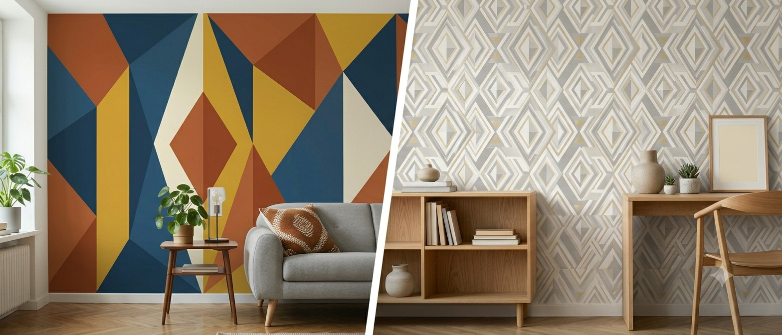 Geometrische Tapete oder Fototapete? Der große Vergleich für Ihre Wandgestaltung