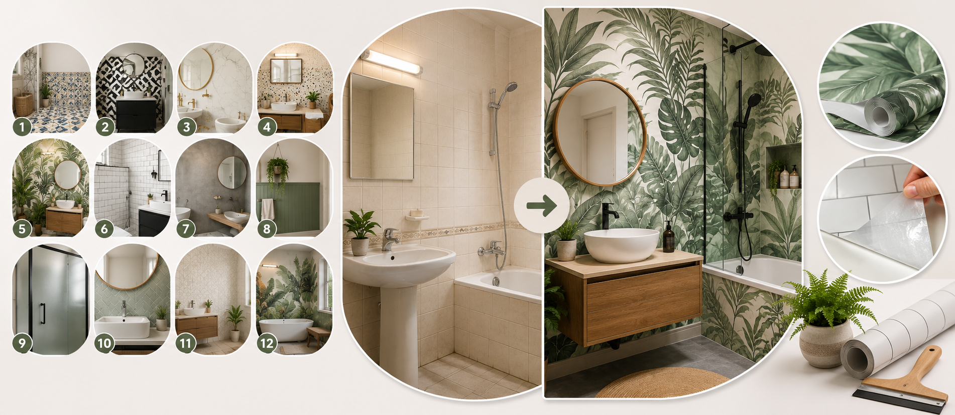 Vinilos para cubrir azulejos del baño: 12 ideas de antes y después