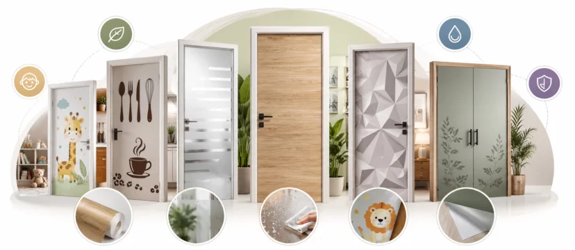 Tipos de vinilos para puertas: madera, cristal, cocina e infantiles