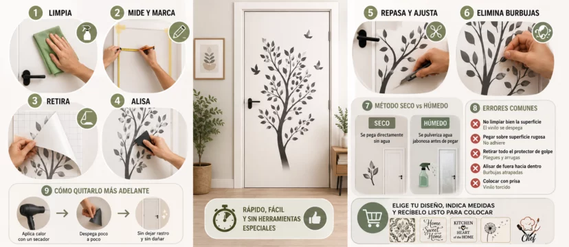 ¿Cómo poner un vinilo en una puerta paso a paso?