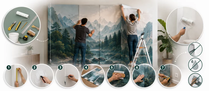 Comment poser un papier peint panoramique : le guide en 7 étapes