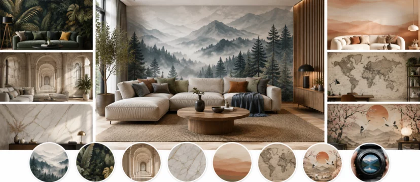Papier peint panoramique salon : 8 idées tendance pour 2026